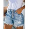 image:imageonlypuff Womens Jean Short Cut Off Denim Shorts High Waist Ripped Distressed Stretchy 08light Blue