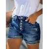 image:imageonlypuff Womens Jean Short Cut Off Denim Shorts High Waist Ripped Distressed Stretchy 09dark Blue