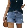 image:imageonlypuff Womens Jean Short Cut Off Denim Shorts High Waist Ripped Distressed Stretchy 10 Ablue