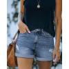 image:imageonlypuff Womens Jean Short Cut Off Denim Shorts High Waist Ripped Distressed Stretchy 10 Ablue