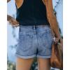 image:imageonlypuff Womens Jean Short Cut Off Denim Shorts High Waist Ripped Distressed Stretchy 10 Ablue