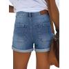 image:imageonlypuff Womens Jean Short Cut Off Denim Shorts High Waist Ripped Distressed Stretchy 10 Dblue