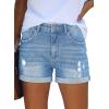 image:imageonlypuff Womens Jean Short Cut Off Denim Shorts High Waist Ripped Distressed Stretchy 10 Dlight Blue