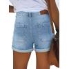image:imageonlypuff Womens Jean Short Cut Off Denim Shorts High Waist Ripped Distressed Stretchy 10 Dlight Blue