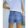 image:imageonlypuff Womens Jean Short Cut Off Denim Shorts High Waist Ripped Distressed Stretchy 10blue
