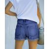 image:imageonlypuff Womens Jean Short Cut Off Denim Shorts High Waist Ripped Distressed Stretchy 10navy