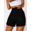 image:imageonlypuff Womens Jean Short Cut Off Denim Shorts High Waist Ripped Distressed Stretchy 11black