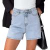 image:imageonlypuff Womens Jean Short Cut Off Denim Shorts High Waist Ripped Distressed Stretchy 11light Blue Dark