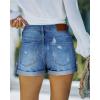 image:imageonlypuff Womens Jean Short Cut Off Denim Shorts High Waist Ripped Distressed Stretchy 12blue