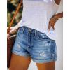 image:imageonlypuff Womens Jean Short Cut Off Denim Shorts High Waist Ripped Distressed Stretchy 12blue