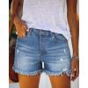 image:imageonlypuff Womens Jean Short Cut Off Denim Shorts High Waist Ripped Distressed Stretchy 13blue