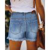 image:imageonlypuff Womens Jean Short Cut Off Denim Shorts High Waist Ripped Distressed Stretchy 13blue