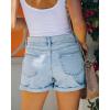 image:imageonlypuff Womens Jean Short Cut Off Denim Shorts High Waist Ripped Distressed Stretchy 14light Blue