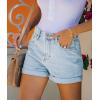 image:imageonlypuff Womens Jean Short Cut Off Denim Shorts High Waist Ripped Distressed Stretchy 14light Blue