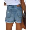 image:imageonlypuff Womens Jean Short Cut Off Denim Shorts High Waist Ripped Distressed Stretchy 15blue