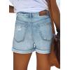 image:imageonlypuff Womens Jean Short Cut Off Denim Shorts High Waist Ripped Distressed Stretchy 15light Blue