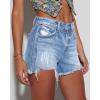 image:imageonlypuff Womens Jean Short Cut Off Denim Shorts High Waist Ripped Distressed Stretchy 16light Blue