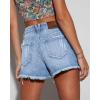 image:imageonlypuff Womens Jean Short Cut Off Denim Shorts High Waist Ripped Distressed Stretchy 16light Blue