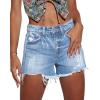 image:imageonlypuff Womens Jean Short Cut Off Denim Shorts High Waist Ripped Distressed Stretchy 16light Blue