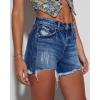 image:imageonlypuff Womens Jean Short Cut Off Denim Shorts High Waist Ripped Distressed Stretchy 16navy