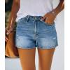 image:imageonlypuff Womens Jean Short Cut Off Denim Shorts High Waist Ripped Distressed Stretchy 17a Blue