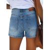 image:imageonlypuff Womens Jean Short Cut Off Denim Shorts High Waist Ripped Distressed Stretchy 17a Blue