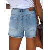 image:imageonlypuff Womens Jean Short Cut Off Denim Shorts High Waist Ripped Distressed Stretchy 17a Light Blue