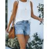image:imageonlypuff Womens Jean Short Cut Off Denim Shorts High Waist Ripped Distressed Stretchy 17a Light Blue