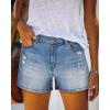 image:imageonlypuff Womens Jean Short Cut Off Denim Shorts High Waist Ripped Distressed Stretchy 18blue