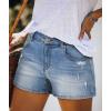 image:imageonlypuff Womens Jean Short Cut Off Denim Shorts High Waist Ripped Distressed Stretchy 18blue