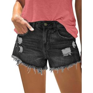 image:imageMODARANI Denim Shorts for Women Distressed Jean Shorts Ripped Summer Hot ShortAblack
