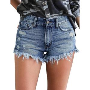 image:imageMODARANI Denim Shorts for Women Distressed Jean Shorts Ripped Summer Hot ShortCblue