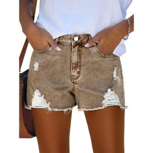 image:imageMODARANI Denim Shorts for Women Distressed Jean Shorts Ripped Summer Hot ShortDbrown