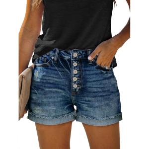 image:imageMODARANI Denim Shorts for Women Distressed Jean Shorts Ripped Summer Hot ShortGnavy Blue