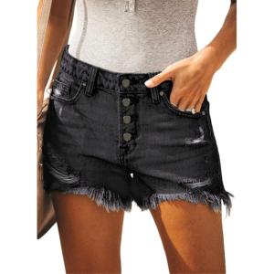 image:imageMODARANI Denim Shorts for Women Distressed Jean Shorts Ripped Summer Hot ShortHblack