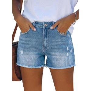 image:imageMODARANI Denim Shorts for Women Distressed Jean Shorts Ripped Summer Hot ShortJlight Blue