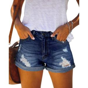 image:imageMODARANI Denim Shorts for Women Distressed Jean Shorts Ripped Summer Hot ShortVdark Blue