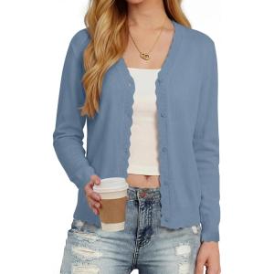 image:imageonlypuff Cardigan for Women Dressy Button Down Sweaters Work Cardigans Trendy Clothes Long Sleeve Knit S2XL01 Blue