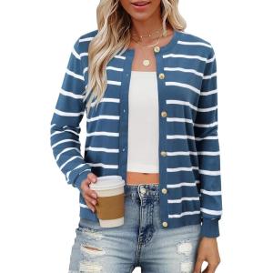 image:imageonlypuff Cardigan for Women Dressy Button Down Sweaters Work Cardigans Trendy Clothes Long Sleeve Knit S2XL02 Medium Blue