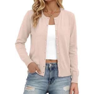 image:imageonlypuff Cardigan for Women Dressy Button Down Sweaters Work Cardigans Trendy Clothes Long Sleeve Knit S2XL03 Apricot