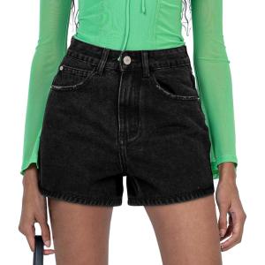 image:imageonlypuff Womens Jean Short Cut Off Denim Shorts High Waist Ripped Distressed Stretchy 11black