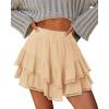 image:imageonlypuff Flowy Shorts for Women Ruffle Skorts Mini Skirts High Waisted Teen Gilrs Tennis Skort Summer ShortsA Apricot