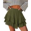 image:imageonlypuff Flowy Shorts for Women Ruffle Skorts Mini Skirts High Waisted Teen Gilrs Tennis Skort Summer ShortsA Army Green