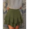 image:imageonlypuff Flowy Shorts for Women Ruffle Skorts Mini Skirts High Waisted Teen Gilrs Tennis Skort Summer ShortsA Army Green