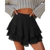 image:imageonlypuff Flowy Shorts for Women Ruffle Skorts Mini Skirts High Waisted Teen Gilrs Tennis Skort Summer ShortsA Black