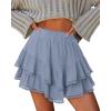 image:imageonlypuff Flowy Shorts for Women Ruffle Skorts Mini Skirts High Waisted Teen Gilrs Tennis Skort Summer ShortsA Blue