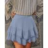 image:imageonlypuff Flowy Shorts for Women Ruffle Skorts Mini Skirts High Waisted Teen Gilrs Tennis Skort Summer ShortsA Blue