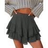 image:imageonlypuff Flowy Shorts for Women Ruffle Skorts Mini Skirts High Waisted Teen Gilrs Tennis Skort Summer ShortsA Dark Grey