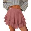 image:imageonlypuff Flowy Shorts for Women Ruffle Skorts Mini Skirts High Waisted Teen Gilrs Tennis Skort Summer ShortsA Deep Pink
