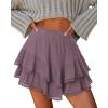 image:imageonlypuff Flowy Shorts for Women Ruffle Skorts Mini Skirts High Waisted Teen Gilrs Tennis Skort Summer ShortsA Deep Purple